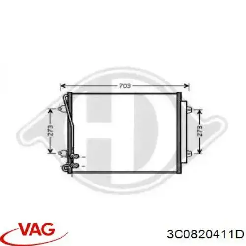 Condensador aire acondicionado 3C0820411D VAG