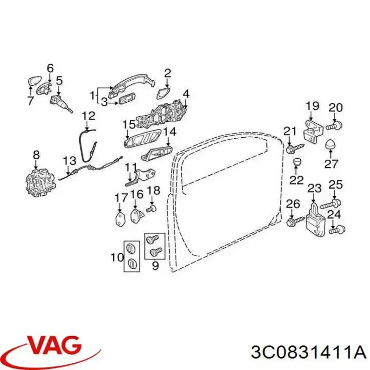 3C0831411A VAG bisagra de puerta delantera izquierda