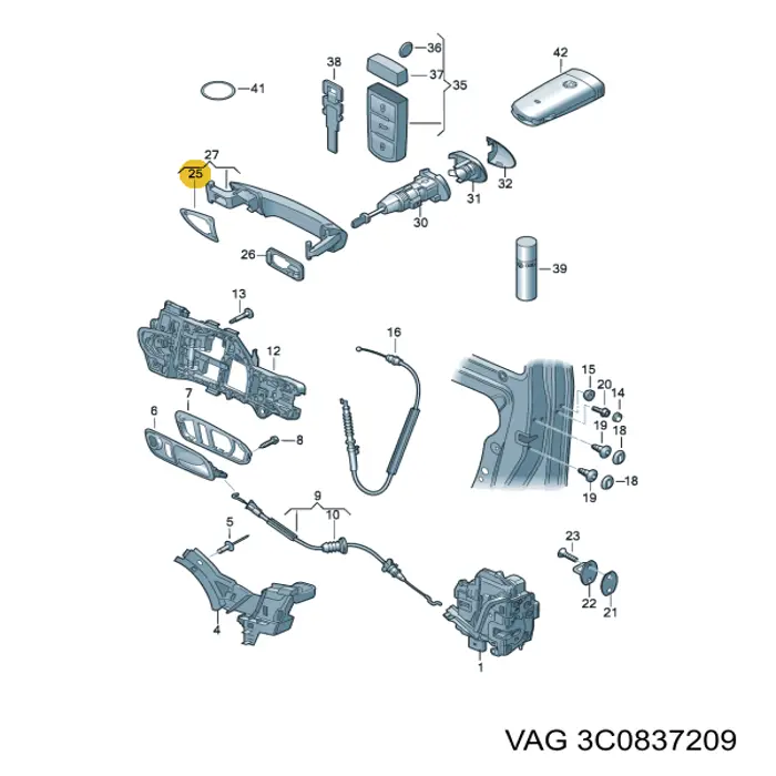 Comprar 3C0837209 VAG Soporte de manija exterior de puertas izquierdas