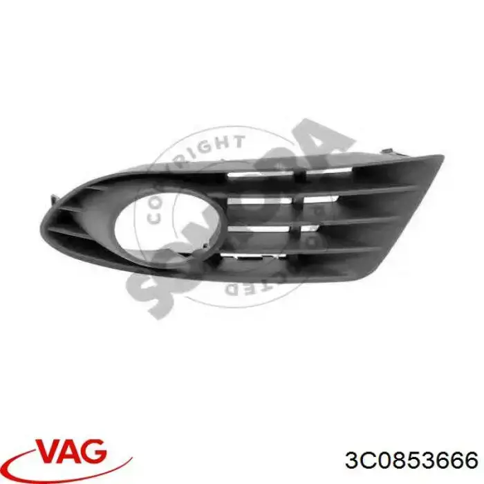 Rejilla derecha del parachoques delantero 3C0853666 VAG