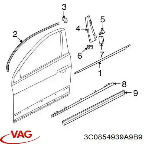 Revestimiento de la puerta delantera izquierda para Volkswagen Passat (B6, 3C5)