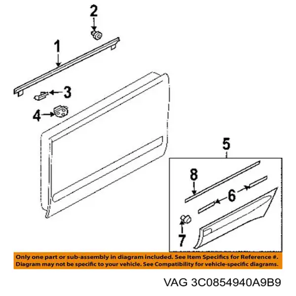 Comprar 3C0854940A9B9 VAG Moldura de la puerta delantera derecha