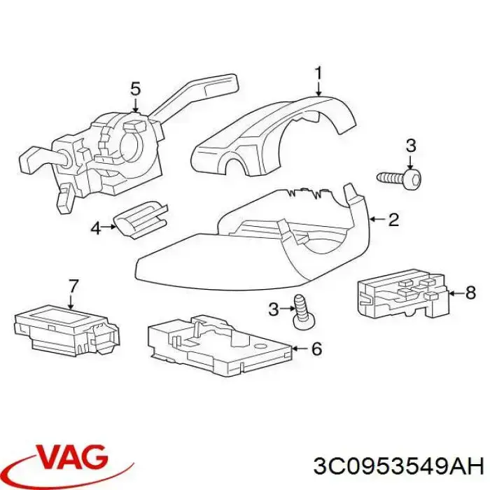 3C0953549AF VAG Módulo de control de interruptores de la columna de dirección