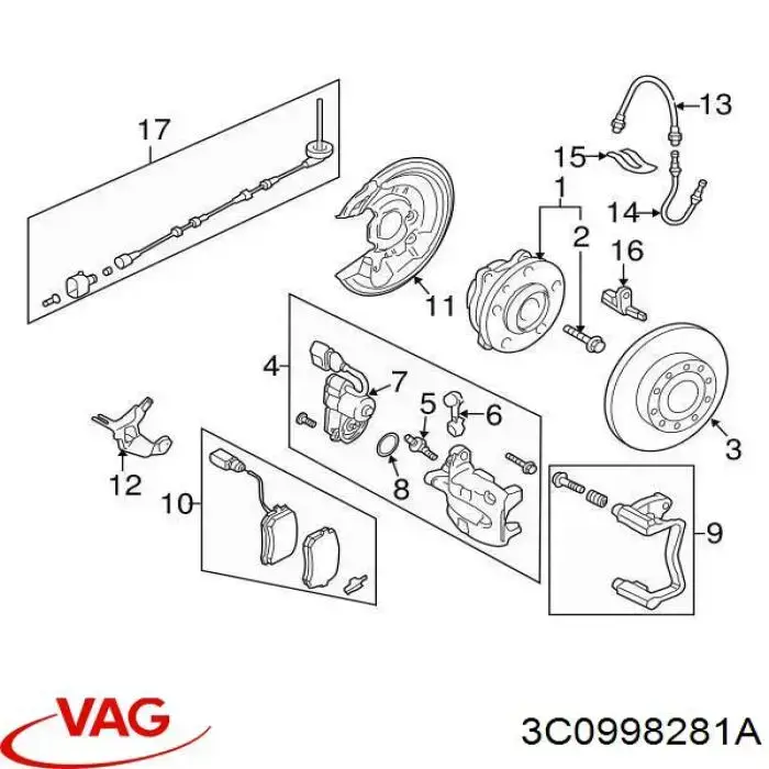 Motor del actuador de la pinza de freno trasera VAG 3C0998281A precio, desde 40,68 EUR