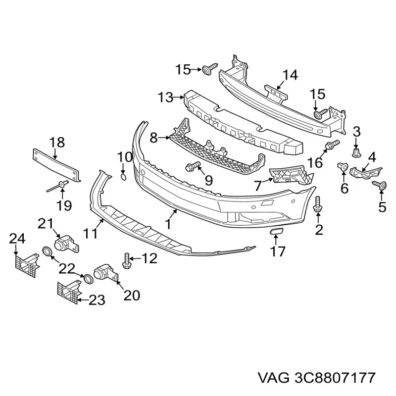 Comprar 3C8807177 VAG Soporte de parachoques delantero izquierdo