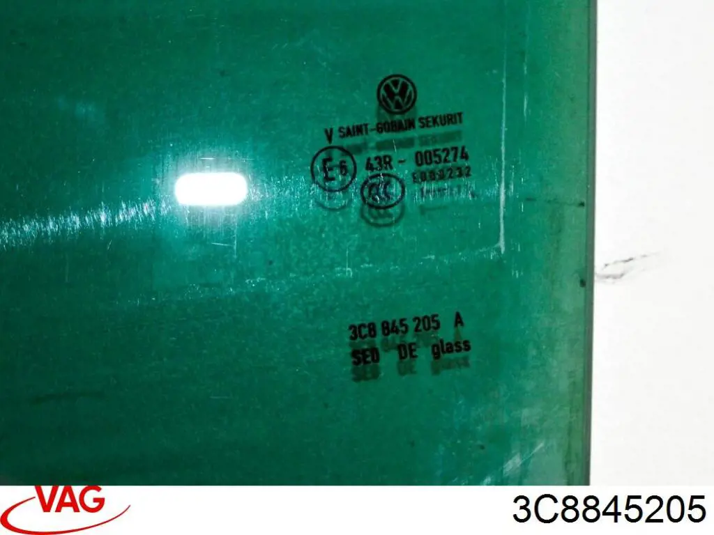 Cristal de puerta trasera izquierda 3C8845205 VAG