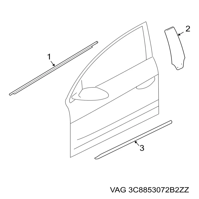 Comprar 3C8853072 VAG Moldura de puerta delantera derecha