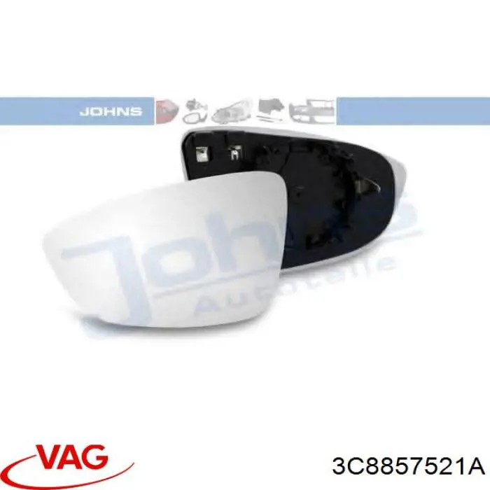 Cristal de espejo retrovisor exterior izquierdo 3C8857521A VAG
