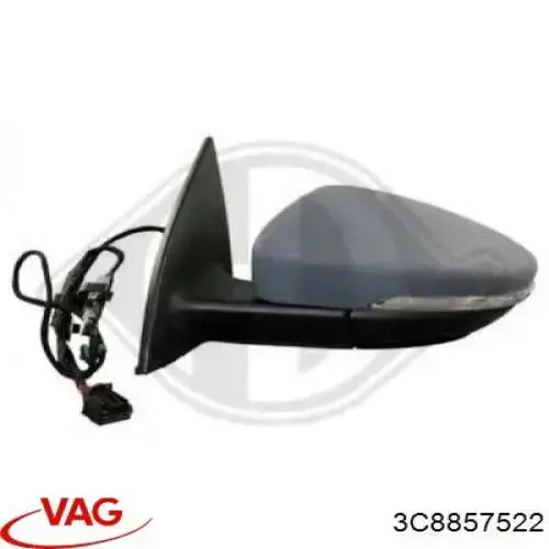 3C8857522 VAG Cristal de espejo retrovisor derecho