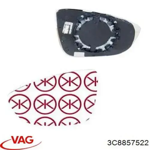 Cristal de espejo retrovisor derecho 3C8857522 VAG