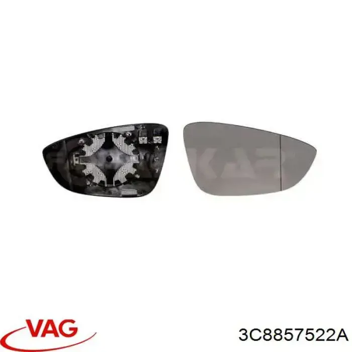 3C8857522A VAG cristal de espejo retrovisor exterior derecho