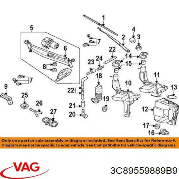 3C8955988 VAG tobera de agua regadora, lavado de parabrisas