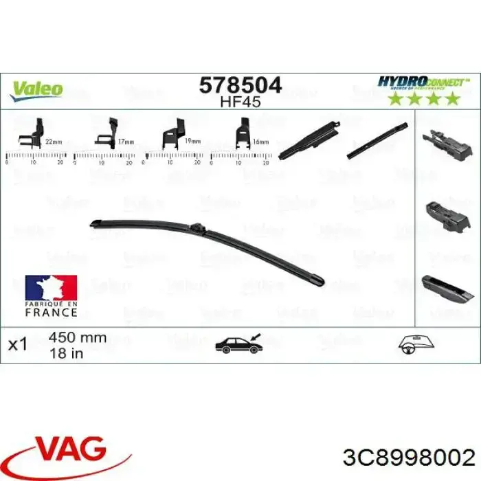 Comprar 3C8998002 VAG Juego de escobillas de luna delantera, 2 piezas