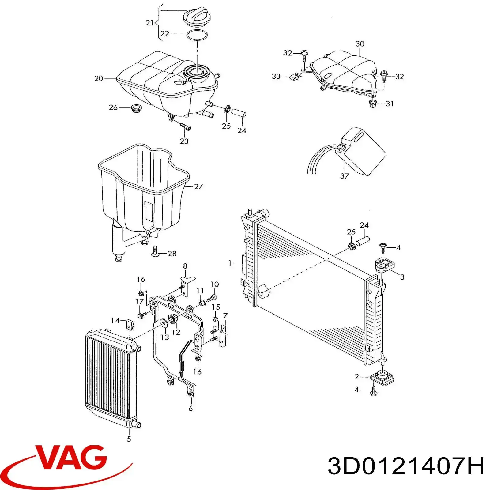 3D0121407H VAG botella de refrigeración