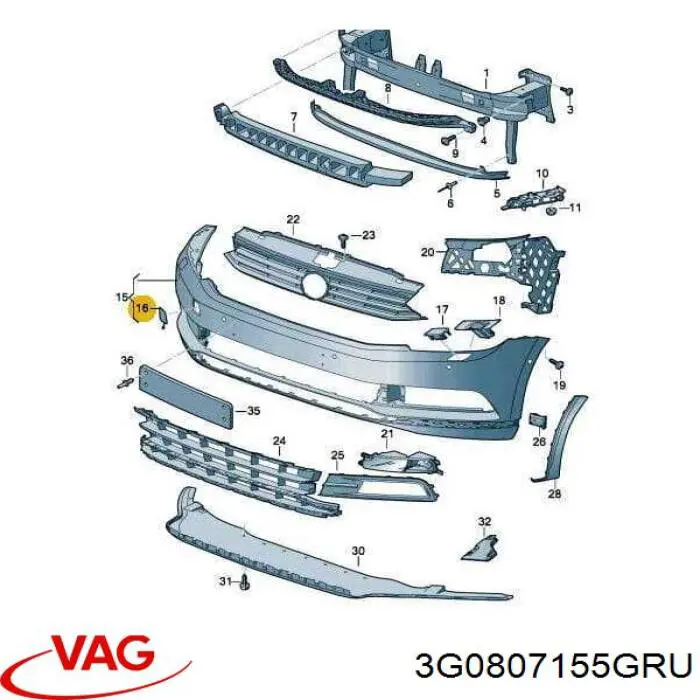 3G0807155GRU VAG cobertura de parachoques, enganche de remolque, delantera