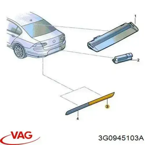 Reflector trasero izquierdo del parachoques VAG 3G0945103A precio, desde 13,67 EUR