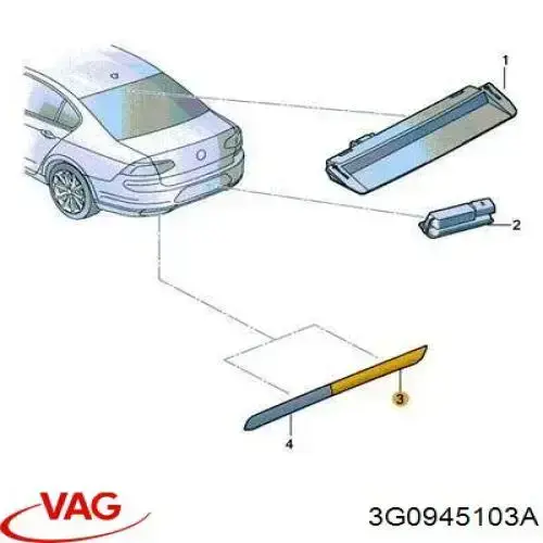 Comprar 3G0945103A VAG Reflector trasero izquierdo del parachoques
