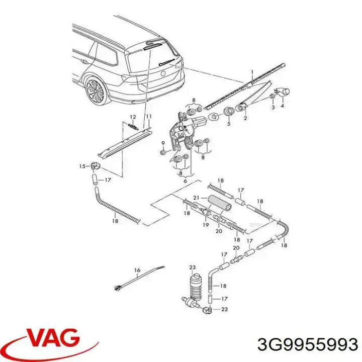 3G9955993 VAG Boquilla del lavaparabrisas trasero