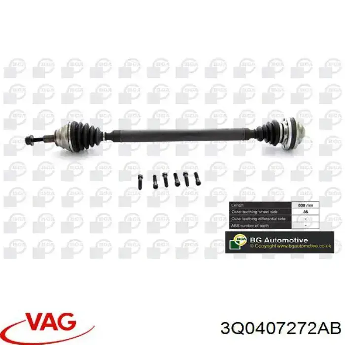 Árbol de transmisión delantero derecho VAG 3Q0407272AB precio, desde 180,30 USD