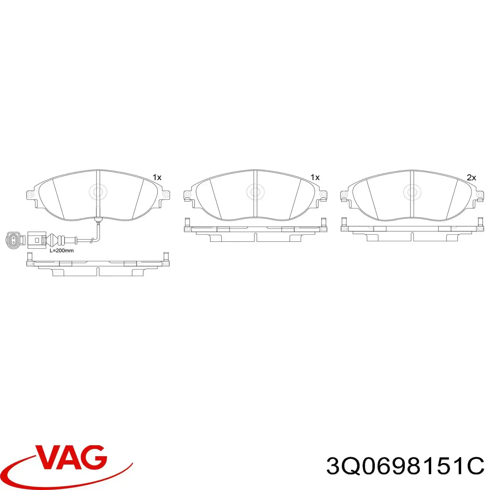 3Q0698151C VAG pastillas de freno delanteras