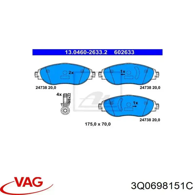Comprar 3Q0698151C VAG Pastillas delanteras de freno