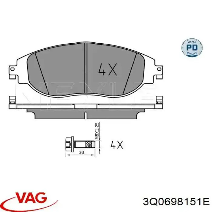 3Q0698151E VAG pastillas de freno delanteras