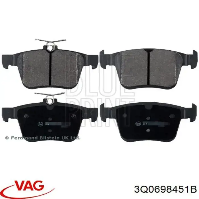 3Q0698451B VAG Pastillas freno traseras