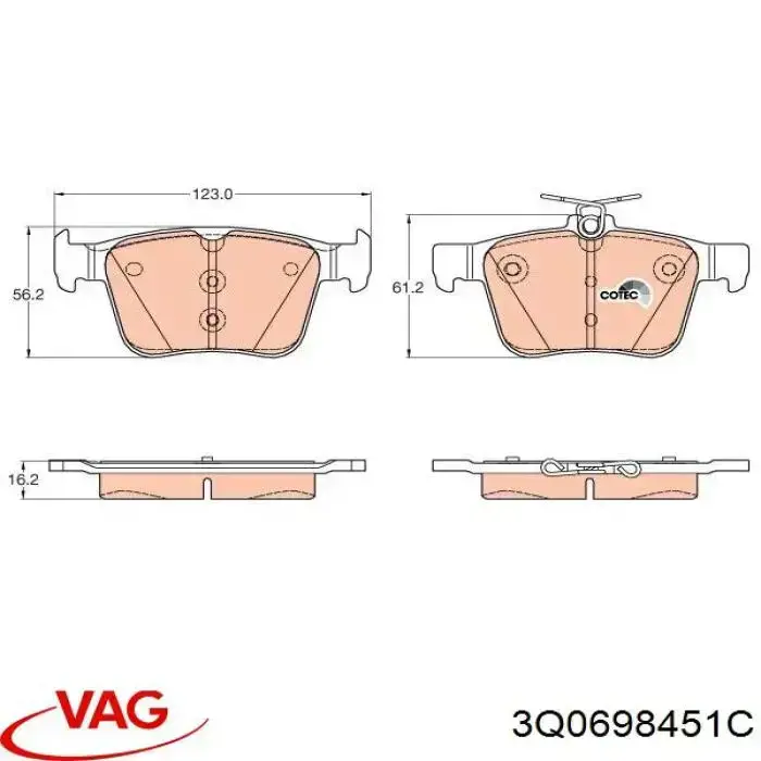 Comprar 3Q0698451C VAG Pastillas de freno traseras