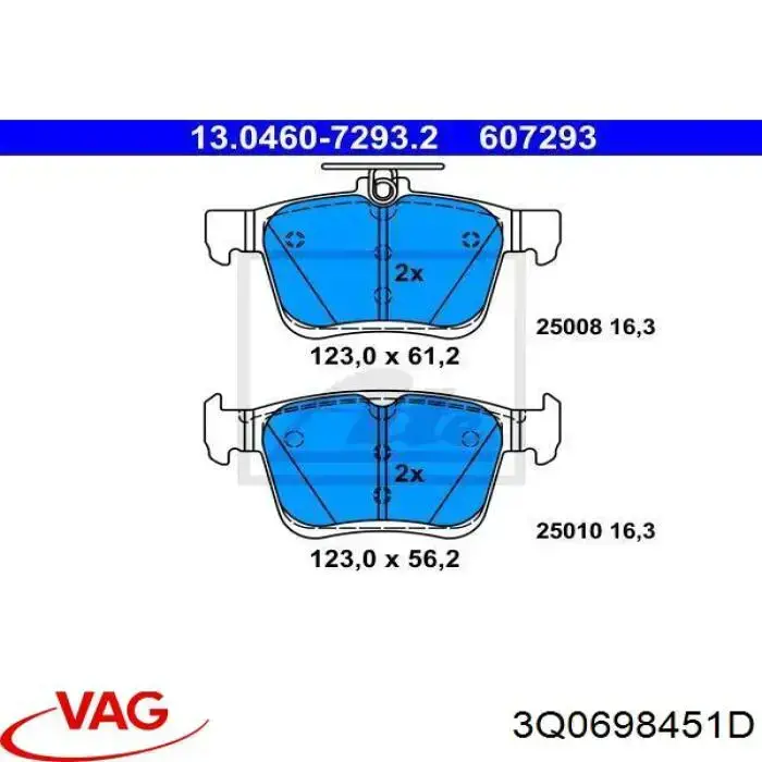 Comprar 3Q0698451D VAG Pastillas de freno traseras