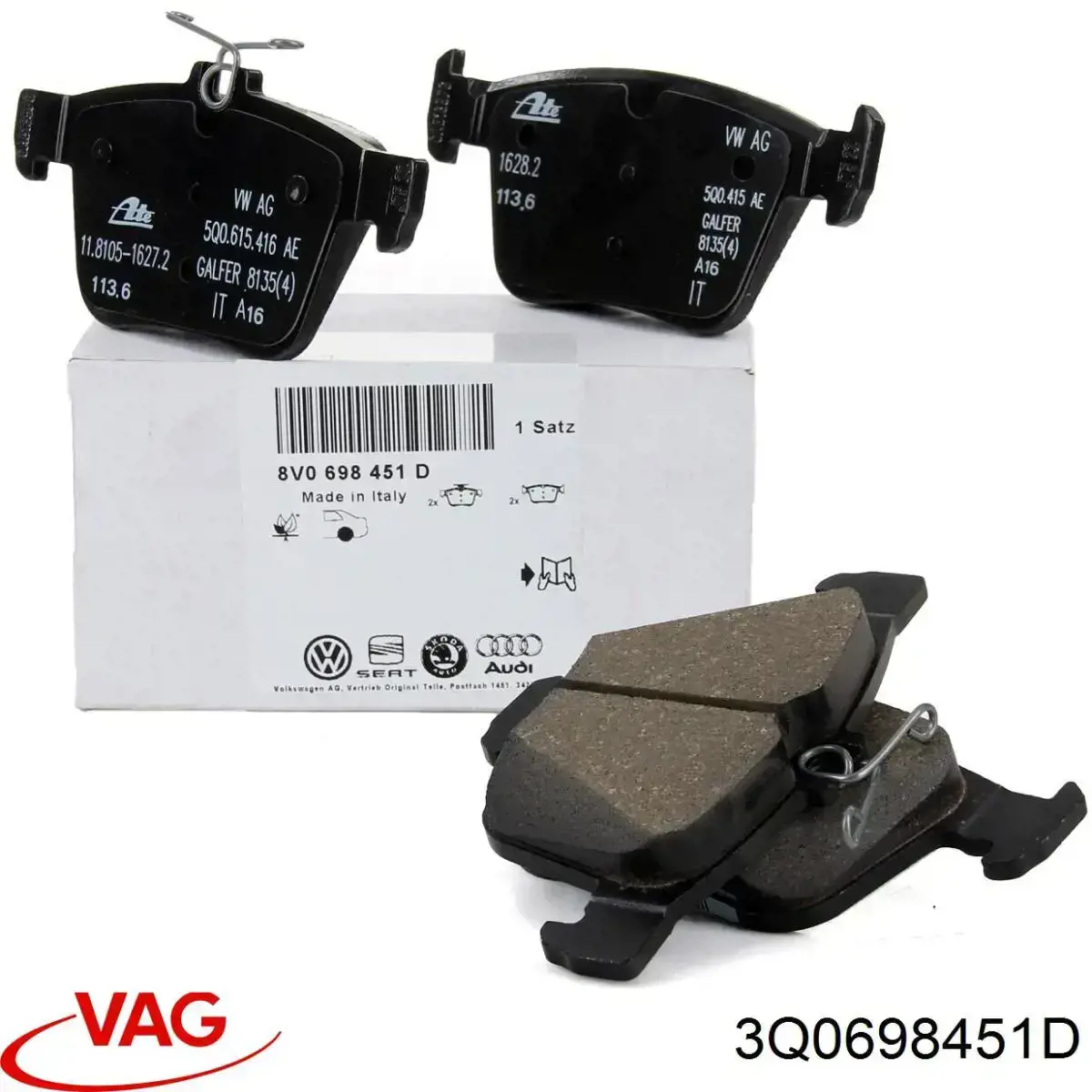 Pastillas de freno traseras 3Q0698451D VAG