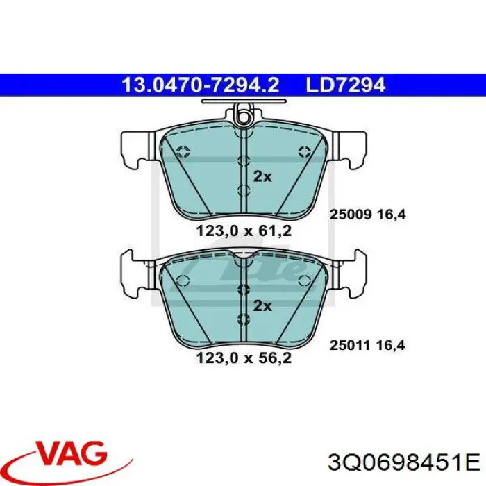 Pastillas traseras VAG 3Q0698451E