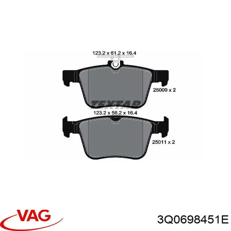 3Q0698451E VAG Pastillas freno traseras