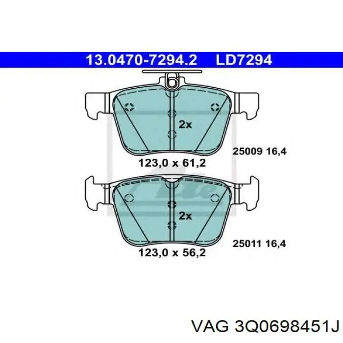 Comprar 3Q0698451J VAG Pastillas de freno traseras