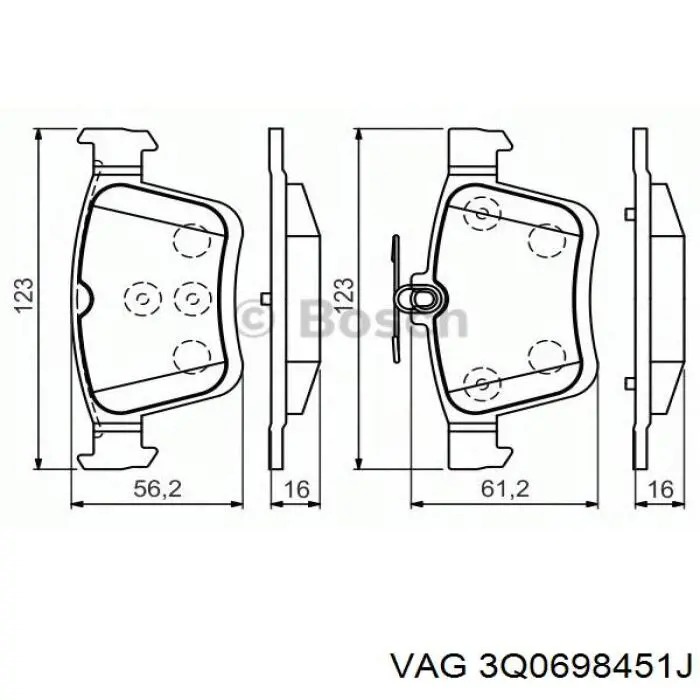 Pastillas de freno traseras 3Q0698451J VAG