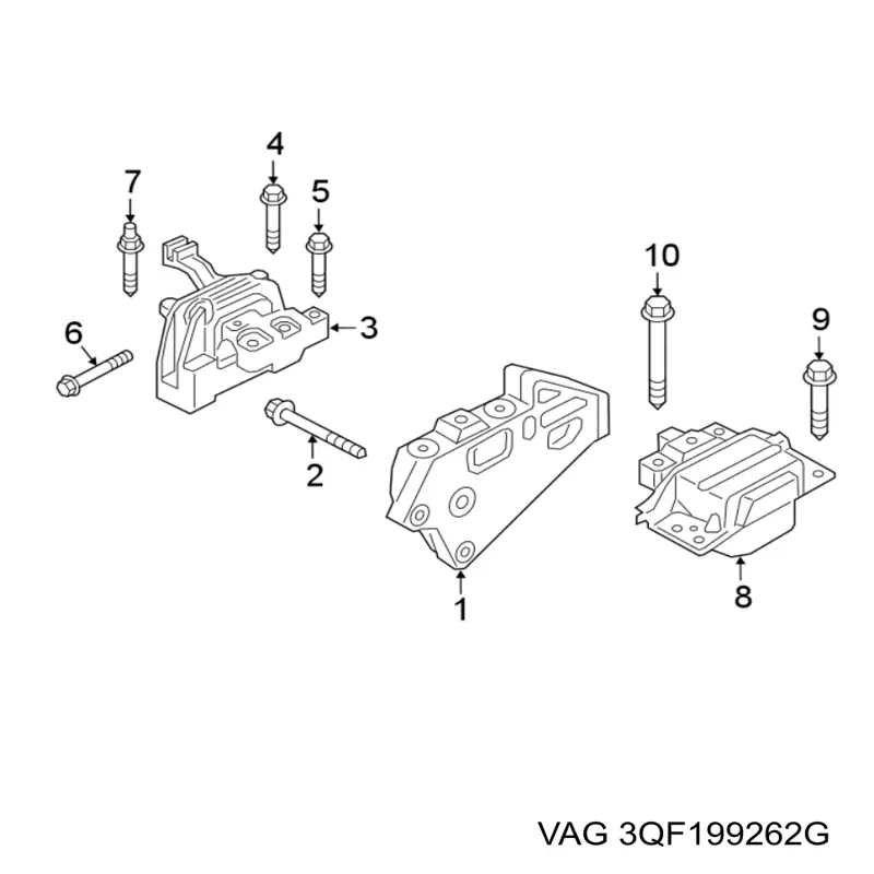 3QF199262G VAG Soporte de motor derecho
