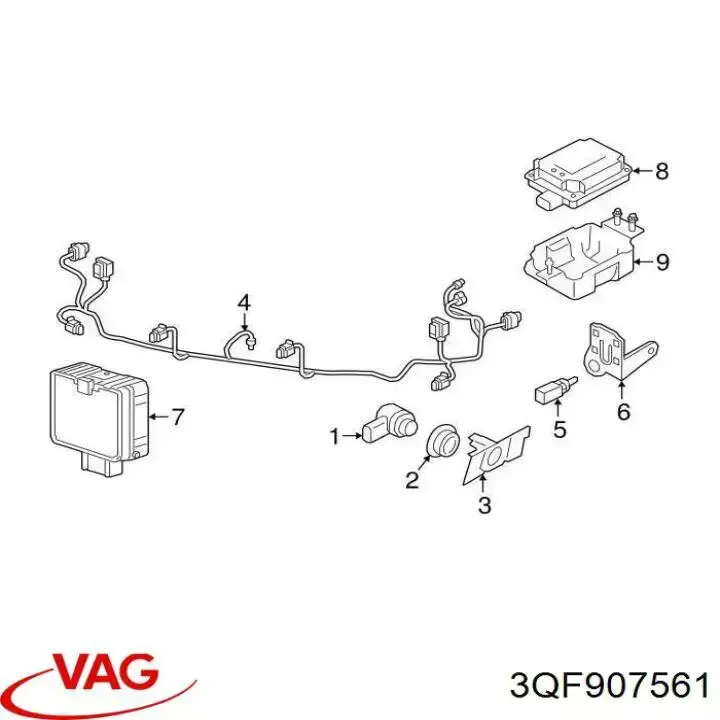 3QF907561 VAG Sensor de distancia por radar