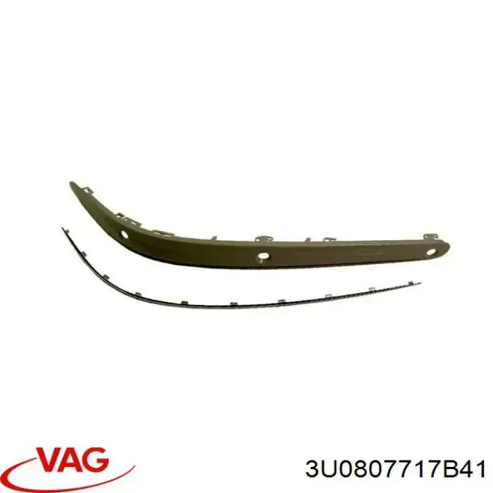 Moldura de parachoques delantera izquierda 3U0807717B41 VAG