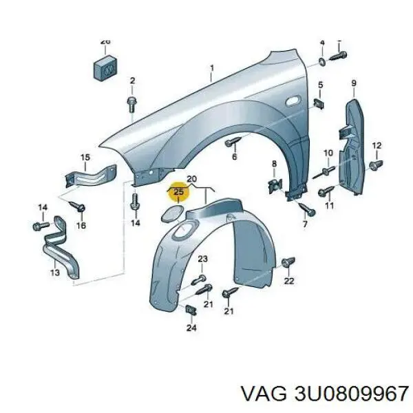 Comprar 3U0809967 VAG Tapa de guardabarros delantero izquierdo