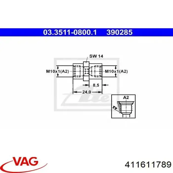 Racor de unión de tubos de freno VAG 411611789 precio, desde 2,96 EUR