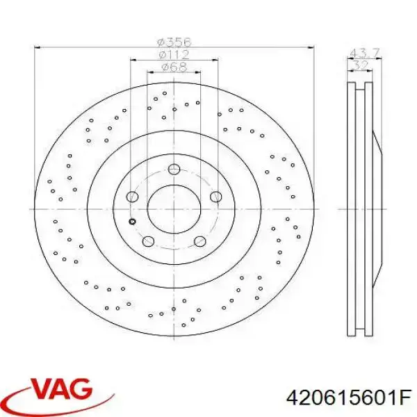 420615601F VAG disco de freno trasero