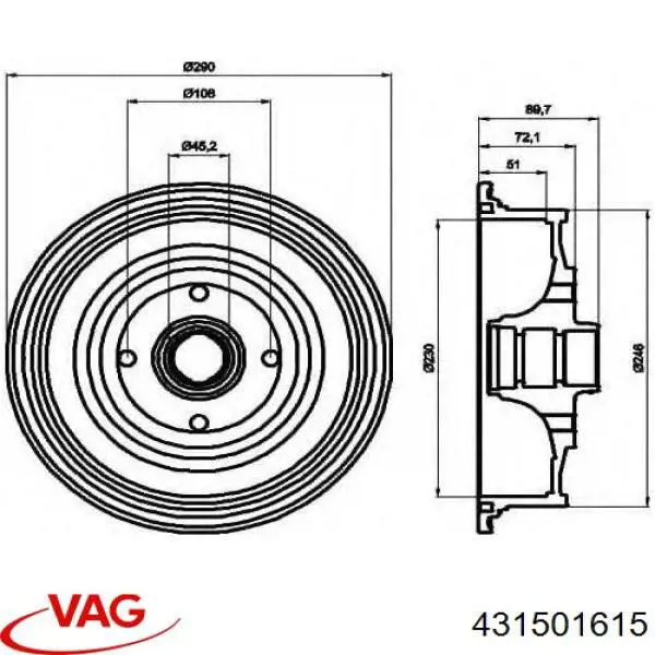 431501615 VAG freno de tambor trasero