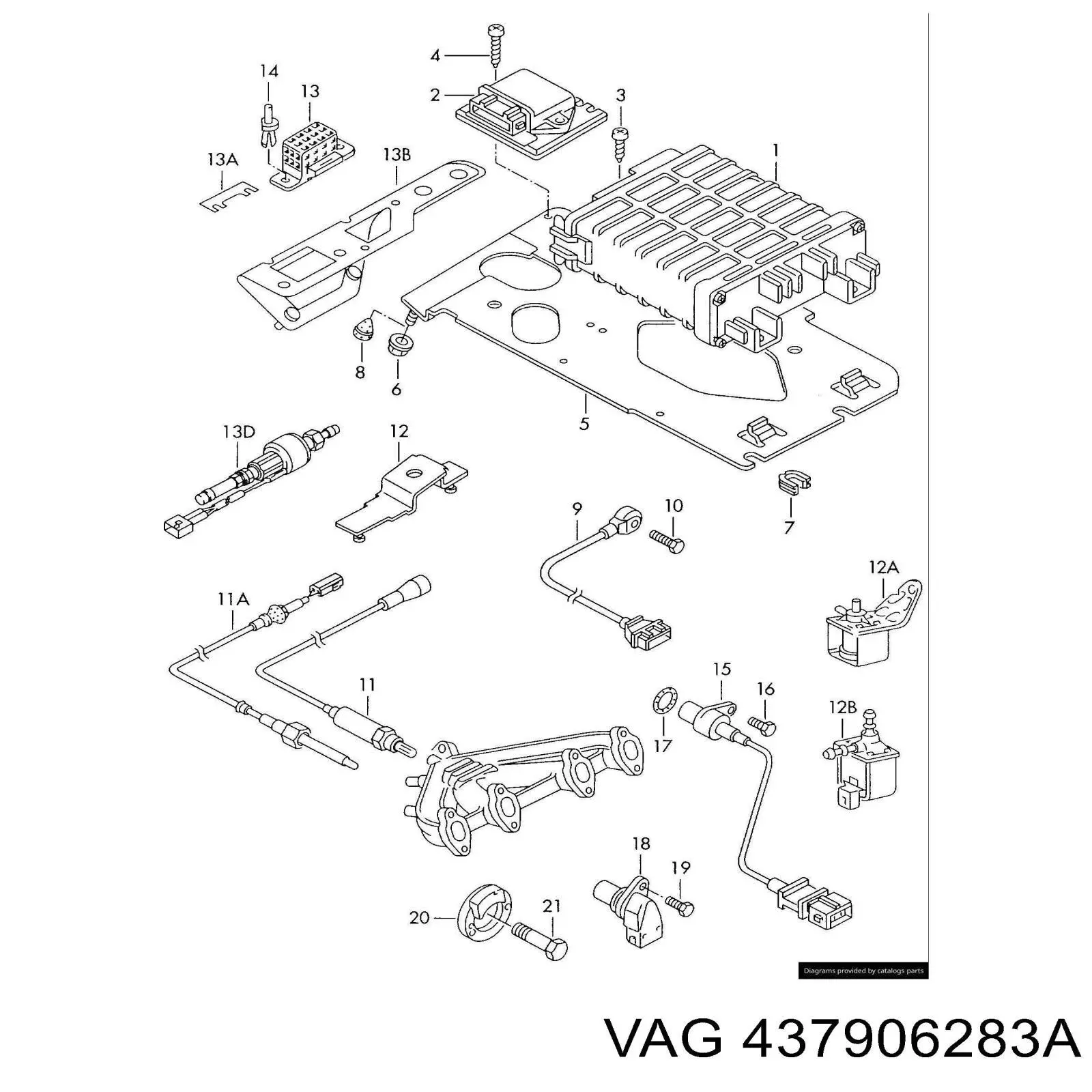 Válvula solenoide de control de presión de sobrealimentación 437906283A VAG