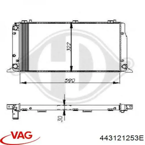 443121253E VAG radiador refrigeración del motor