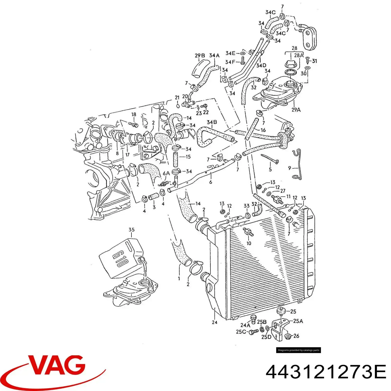 443121273E VAG soporte de montaje, radiador, superior