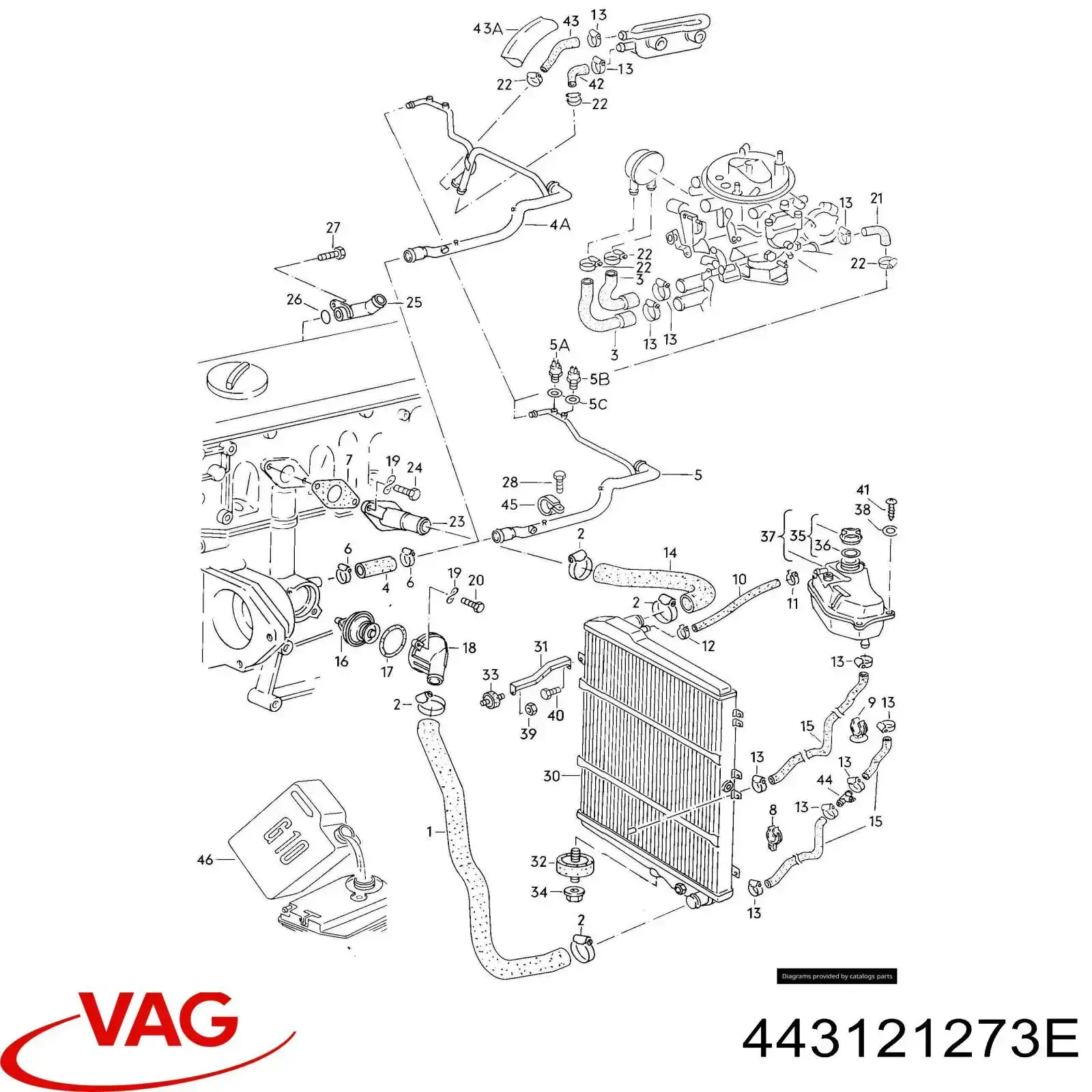 Soporte superior de radiador VAG 443121273E precio, desde 3,22 EUR