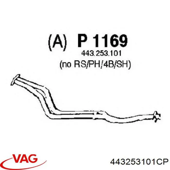 443253101CP VAG tubo de admisión del silenciador de escape delantero