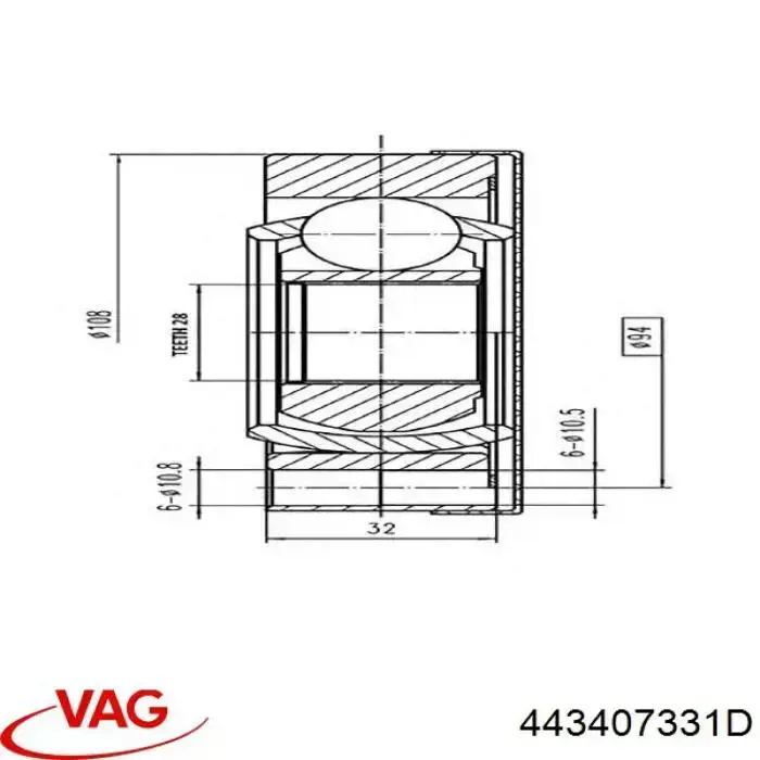Junta homocinética interna delantera VAG 443407331D precio, desde 38,95 EUR