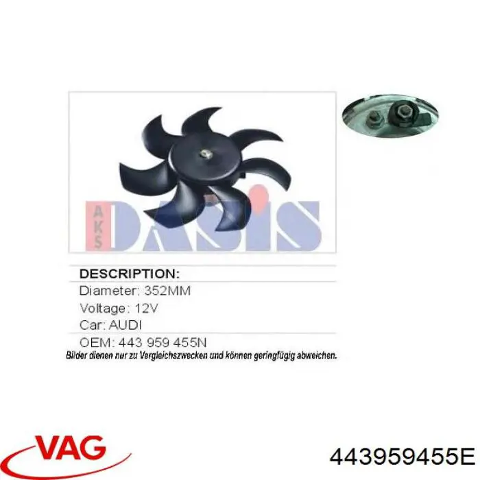 Ventilador de radiador VAG 443959455E precio, desde 110,98 EUR