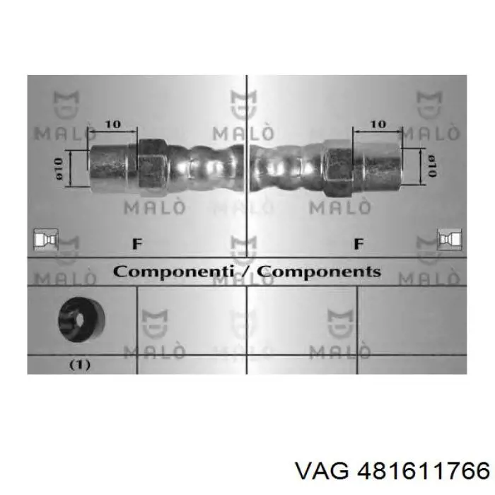 481611766 VAG tubo flexible de frenos trasero izquierdo