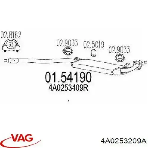 Silenciador de escape delantero  VAG 4A0253209A precio, desde  EUR